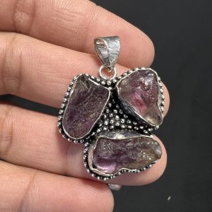 Amethyst Raw Flower Pendant