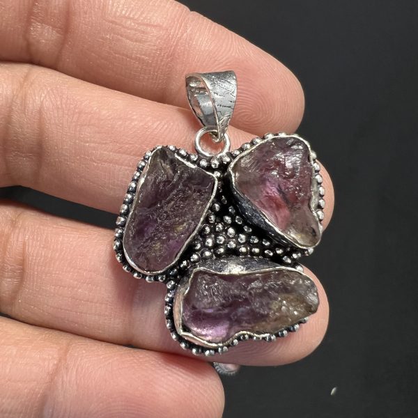 Amethyst Raw Flower Pendant