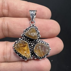 Citrine Raw Flower Pendant