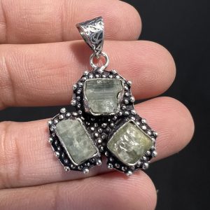 Aquamarine Raw Flower Pendant