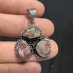 Tourmaline Pink Raw Flower Pendant