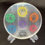 Selenite Seven Chakra Charging Plate with Free Stand