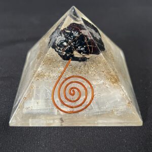 Selenite & Tourmaline Orgonite pyramid
