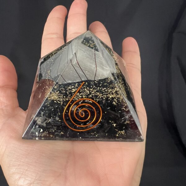 Black Tourmaline & Selenite Orgonite Pyramid