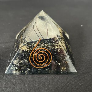 Black Tourmaline & Selenite Orgonite Pyramid