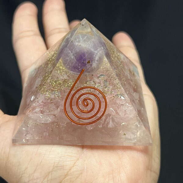 Rose Quartz & Amethyst Orgonite Pyramid