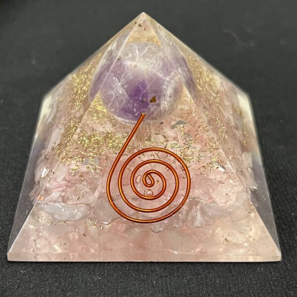 Rose Quartz & Amethyst Orgonite Pyramid