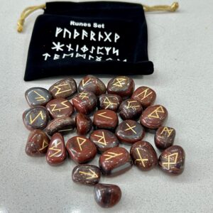 Hematite with Red Jasper Runes Stones